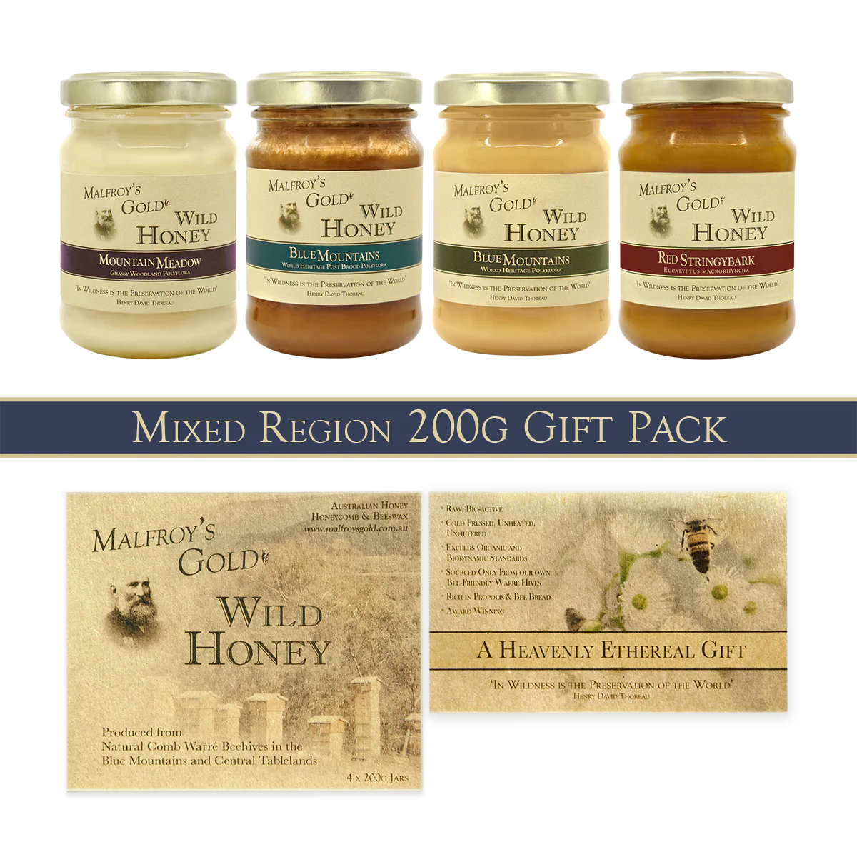 Malfroy's Gold Wild Honey 200g Mixed Gift Pack