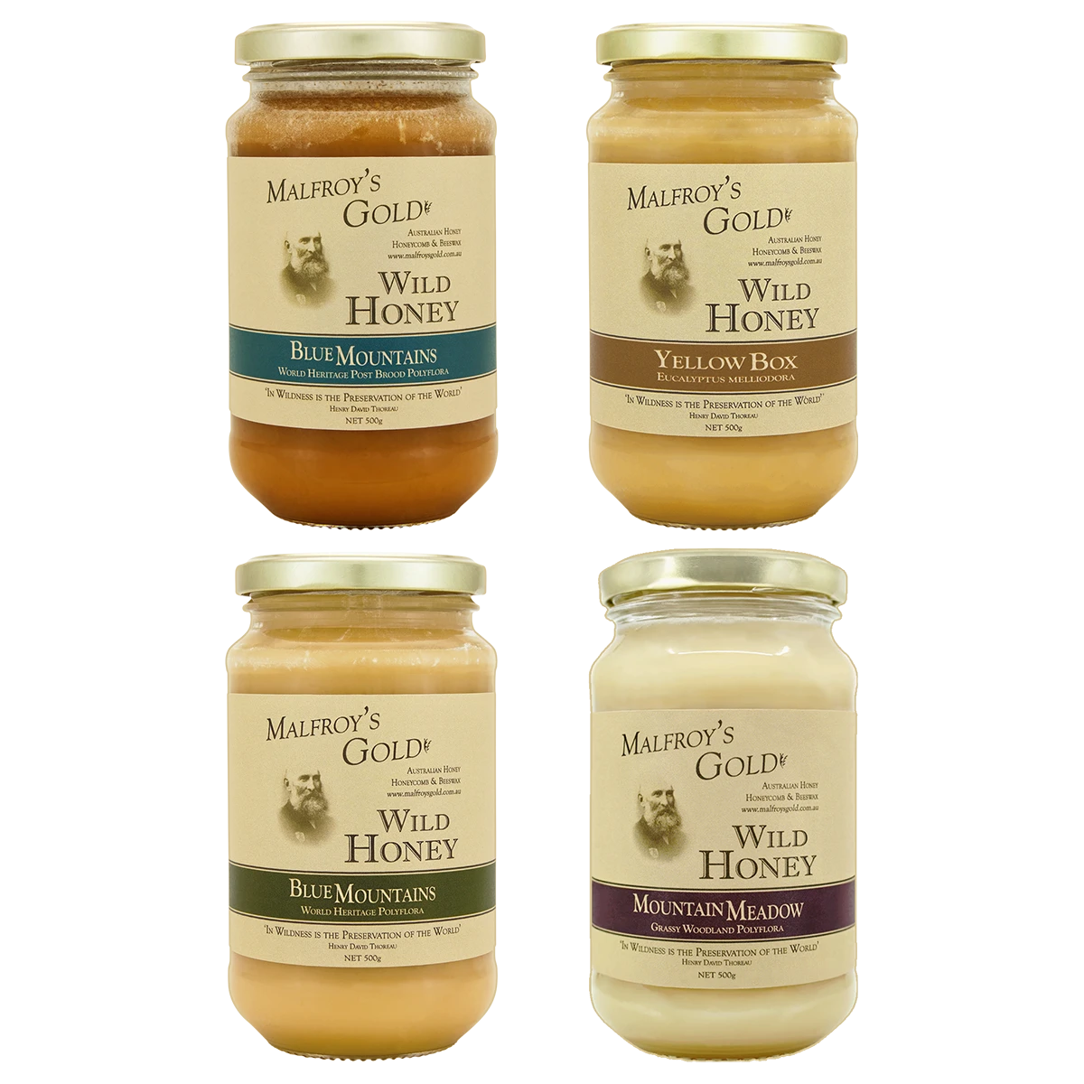 Malfroy's Gold Wild Honey 500g Mixed 4 Pack