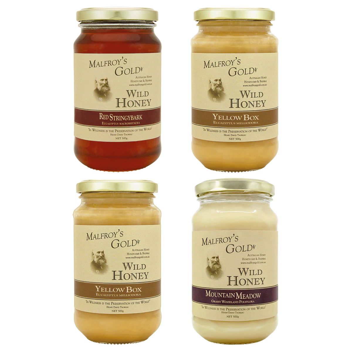Malfroy's Gold Wild Honey 500g Mixed 4 Pack