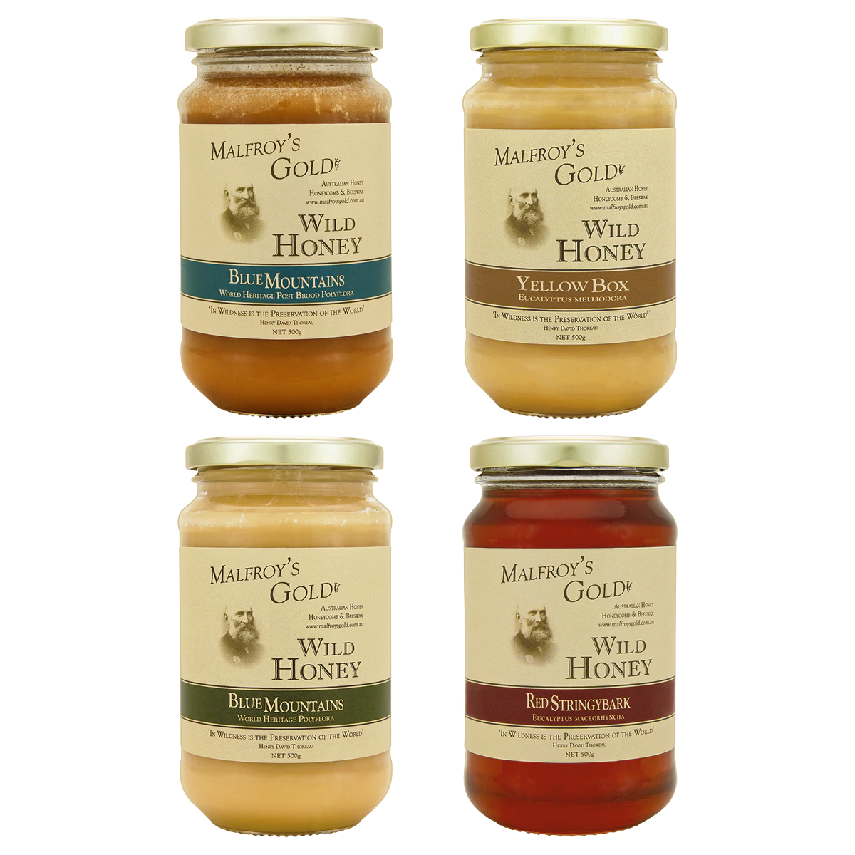 Malfroy's Gold 500g Wild Honey Mixed 4 Pack