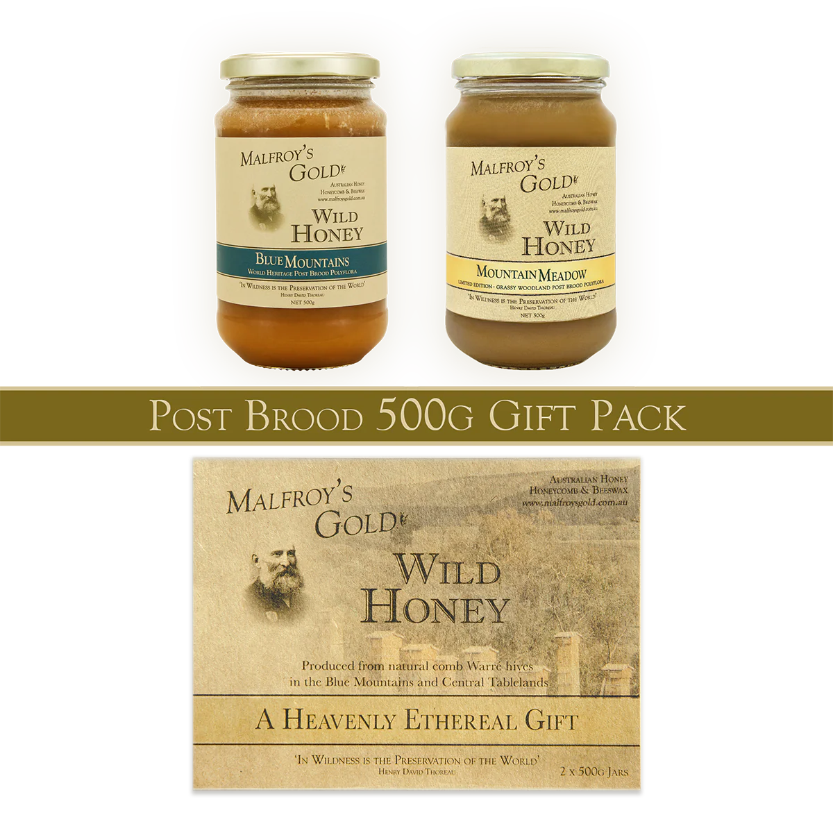 Malfroy's Gold 500g Wild Honey 2 Jar Gift Pack