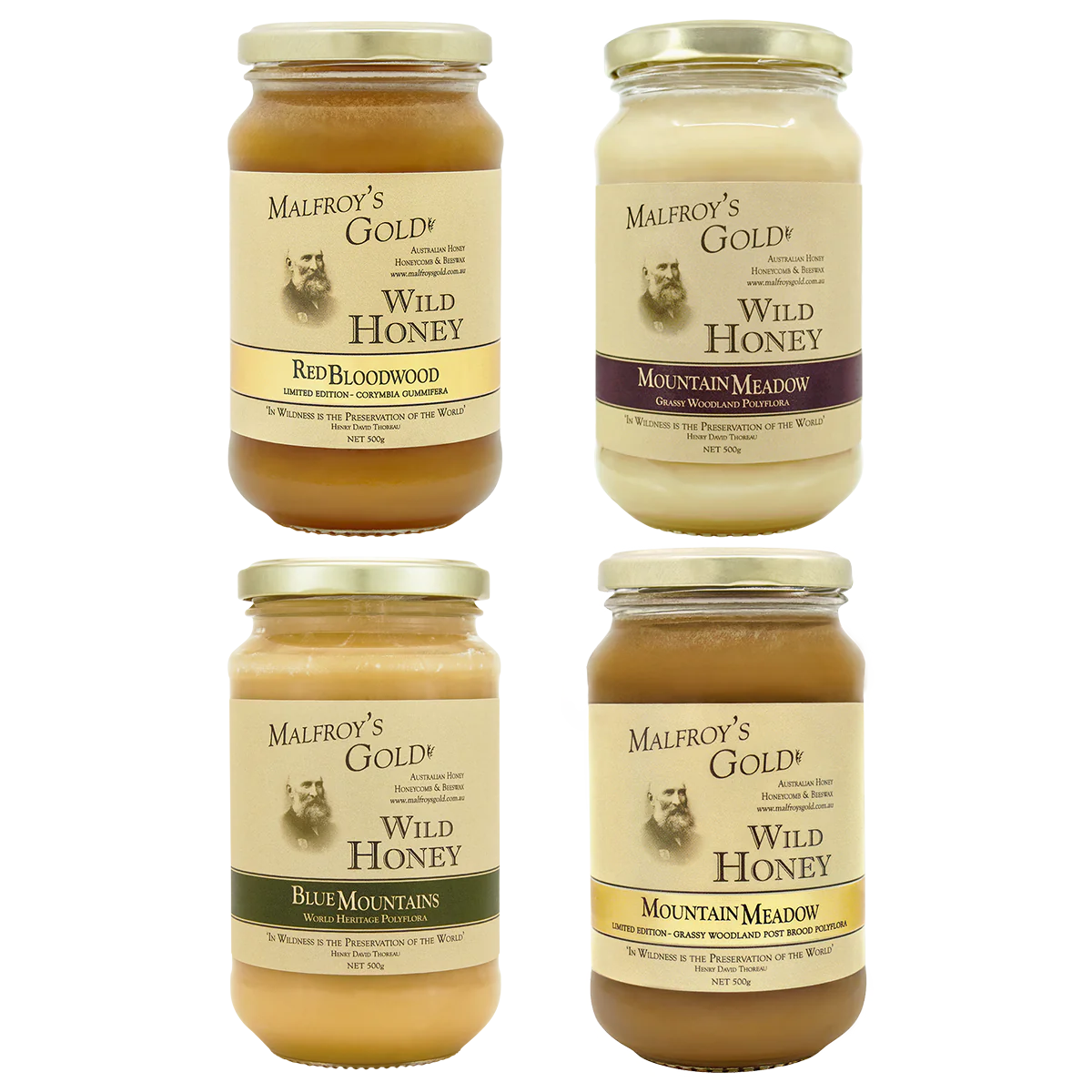 Malfroy's Gold Wild Honey 500g Mixed Four Pack