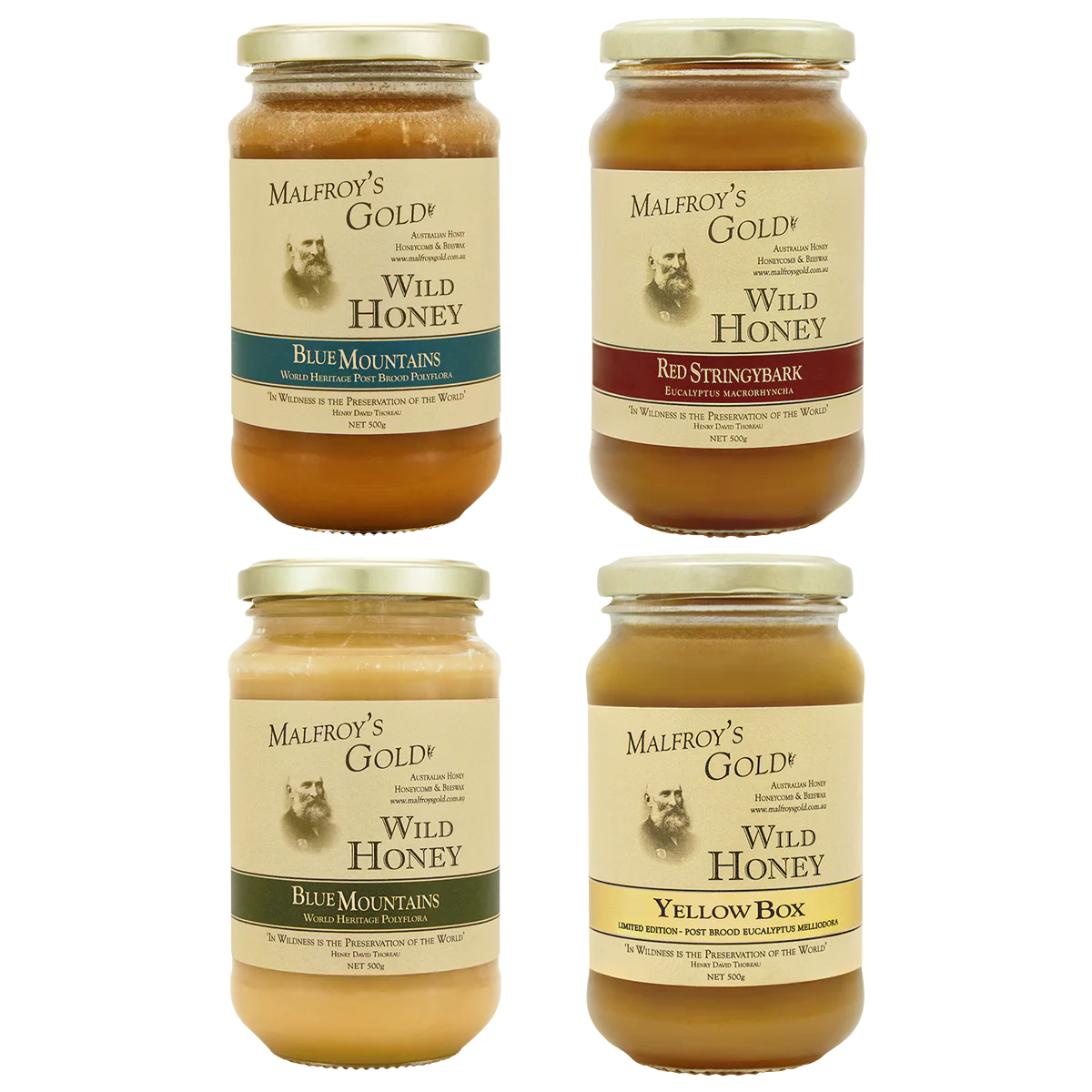 Malfroy's Gold Wild Honey 500g Mixed Variety 4 Pack